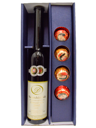 Set Oldřich Drápal Rulandské bílé a čokoládové pralinky + Dárkové balení (id:910001836)